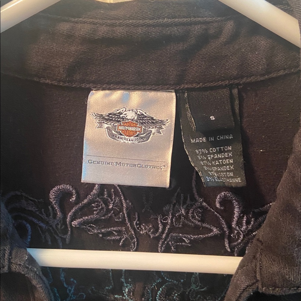 Harley-Davidson Black Embroidered Collar Shirt - Picture 2 of 6